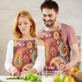 thumbnail image 3 of Red Pioneer Flower and Paisley Pattern Apron-Garden Aprons for Women with Pockets-Cotton Linen Waterproof Kitchen Cooking Gardening Aprons Adjustable for Kitchen,Cooking,BBQ and Salon 33x27 Inch, 3 of 7