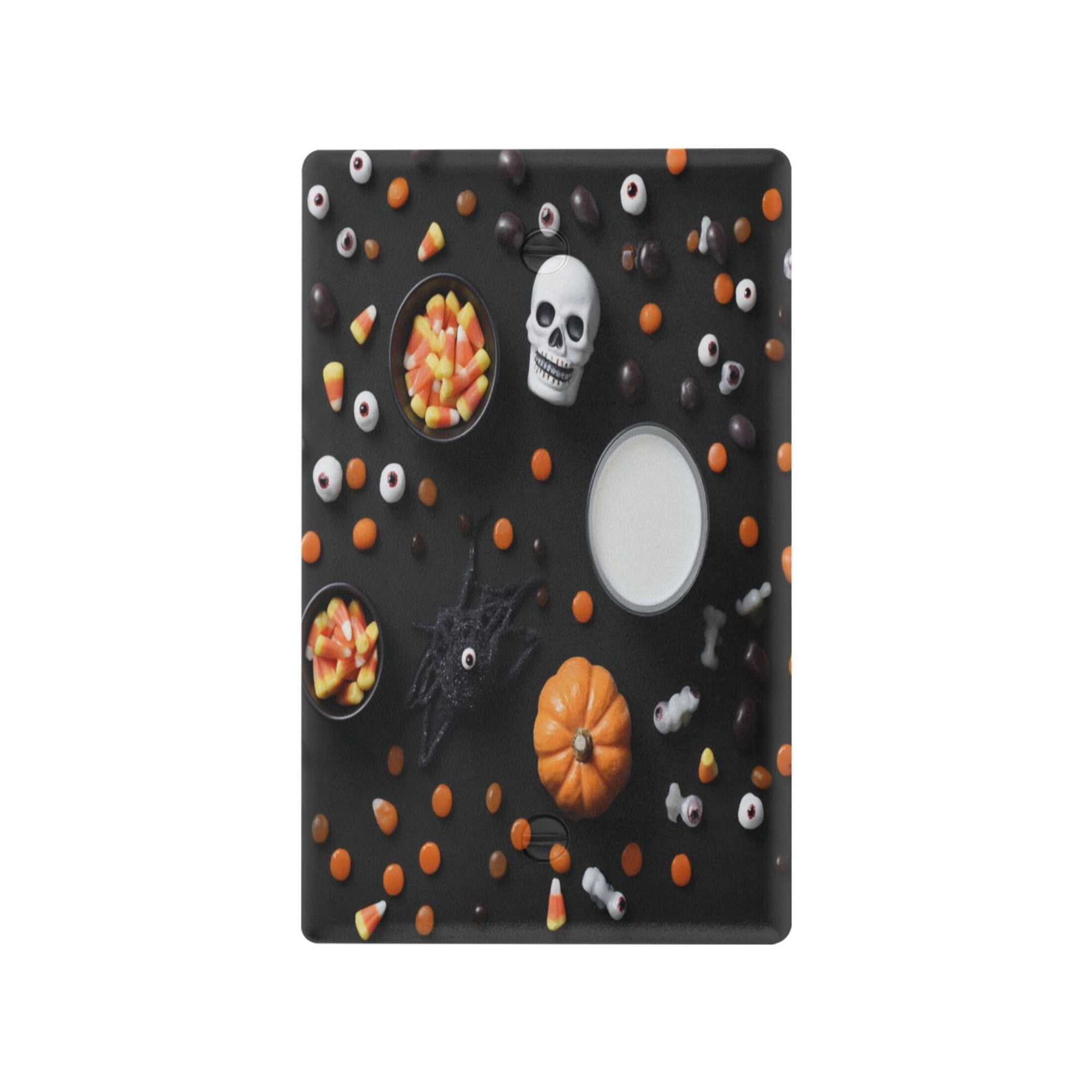 IAUYY Retardant PC Material Unused Outlet Cover Switch Plate Covers Easy DIY Installation with Screws Light Switch Cover Plate Pumpkin Skeleton