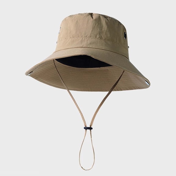 Bucket-Hats for Men Women with Adjustable Strap Sun Protection Casual Solid Color Breathable Windbreaker Hiking Fishing Fisherman Hat