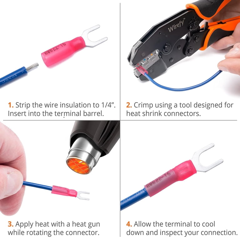 Crimp Connectors AWG 22-10 300-Piece Non-Insulated Ring & Fork Terminal ...