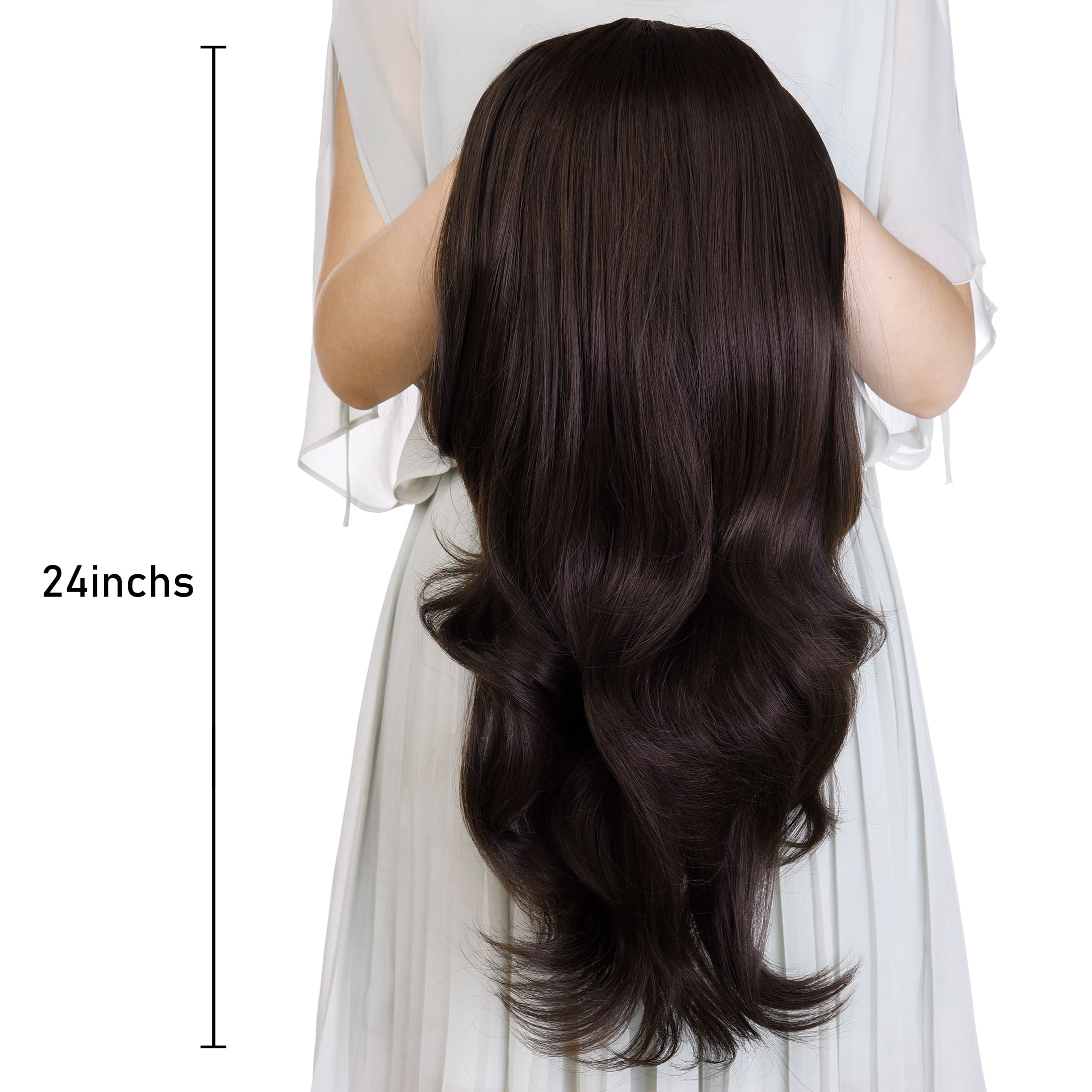 Silike 24" Long Wavy Clip in Half Head Tied Wig Premium Japanese Synthetic Fibers Hair Extensions for Women, 210g, Natural Looking Voluminous Waves for Added Length & Thickness, Heat Resistant