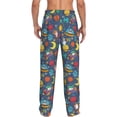 thumbnail image 3 of Uemuo Cartoon Space Pattern Men's Wide Leg Palazzo Lounge Pants with Pockets Light Weight Loose Comfy Casual Pajama Pants-X-Large, 3 of 9