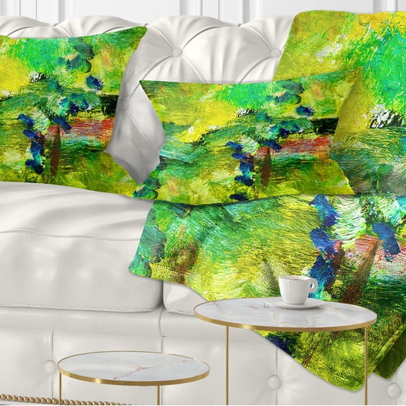 Designart Africa Green Texture - Abstract Throw Pillow - 12x20