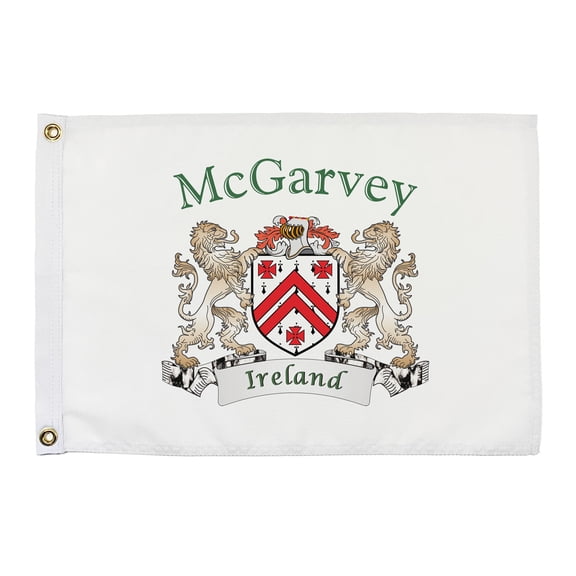 McGarvey Irish Coat of Arms Small White Flag - 16"x10.5" inches