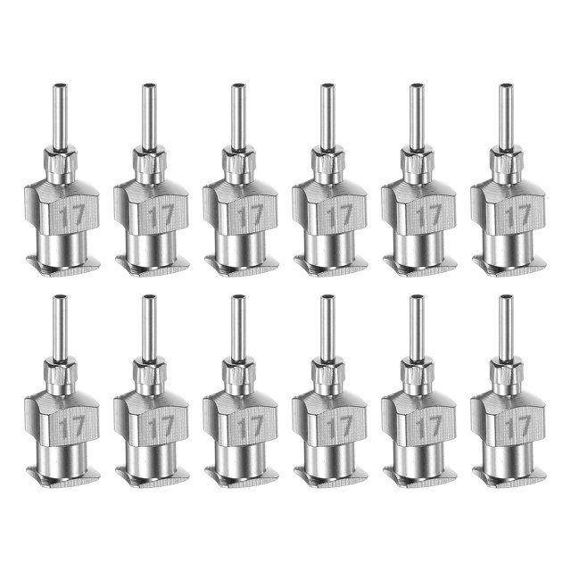 Unique Bargains 12 Pcs Aiguilles Distributrices en Acier Inoxydable 17G, Tube à Colle 1/4 Pouces Pointe Émoussée