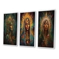 thumbnail image 3 of Designart "Holy Mary Radiating Aura IV" Christianism Framed Wall Art Set Of 3 - Green Traditional Frame Gallery Wall Set For Home Decor, 3 of 6