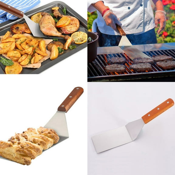 Soimiss 1Pack BBQ Tool Stainless Steel Barbecue Turners Heat Resistant Grill Utensils for Home Cooking