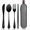 Black, variant on Travel Utensils with Case, Thinway Portable Silverware Set for Work, Stainless Steel Reusable Travel Cutlery Set, Fork and Spoon Set for Camping, Picnic, Gadgets, Lunch Box for Men, Silver