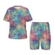 thumbnail image 1 of Balery blue pink colorful cracked texture Conjunto de Pijama Infantil de Manga Corta con Estampado – Ropa de Dormir de Algodón Suave-Medium, 1 of 6