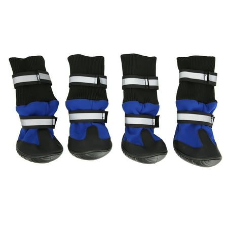 4Pcs Dog Boots Waterproof Pet Booties Reflective Breathable Wearproof High Top Pet Shoes for Indoor Outdoor