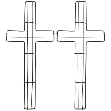 2pcs Cross Wreath Frames Cross Metal Wreath Frame Floral Cross Shaped Metal Wire Wreath Form