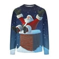 thumbnail image 5 of Feancey Mens Christmas Crewneck Sweatshirt Holiday Casual Long Sleeve Pullover Funny Santa Claus Print Sweatshirts Novelty Xmas Gifts for Men Blue 3XL, 5 of 5