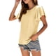 thumbnail image 4 of Txlixc Tops de mujer, cuello redondo con volantes, manga corta, ganchillo, hueco, suéter suelto, camiseta de color sólido Txlixc Moda, 4 of 7
