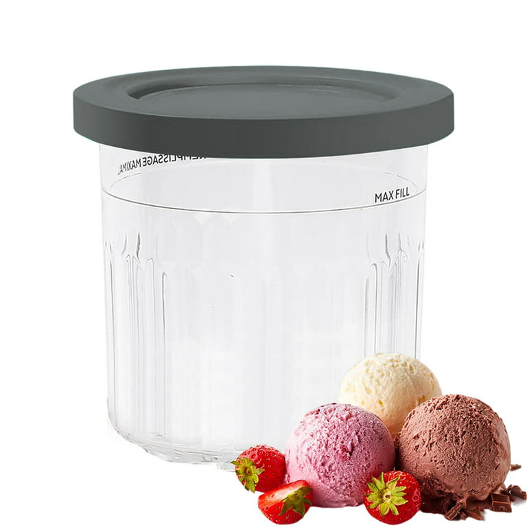 URRU Containers Replacement for Ninja Creami Pints and Lids - 4 Pack, 16oz  Cups Compatible with NC301 NC300 NC299AMZ Series Ice Cream Maker 