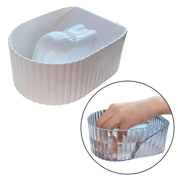 Bandeja para Manicura de Uñas, Bandeja para Remojo de Uñas, Bandeja para Remojo Portátil, Herramienta para Decoración de Uñas, Bandeja para Suavizar U Blanco