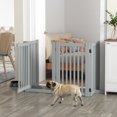 thumbnail image 2 of PawHut Free Standing Wooden Pet Gate with Open Door 4 Panel Light Grey, 2 of 10