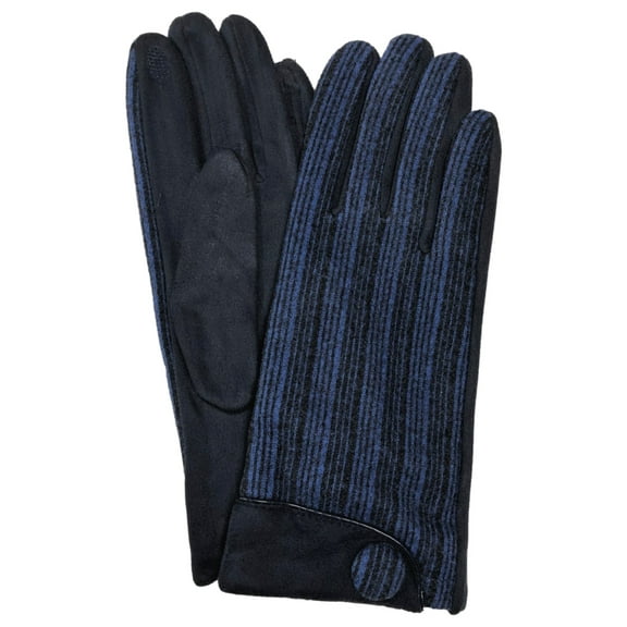 Womens Blue Stripe Stretch Fit Text & Tech Touchscreen Driving Gloves
