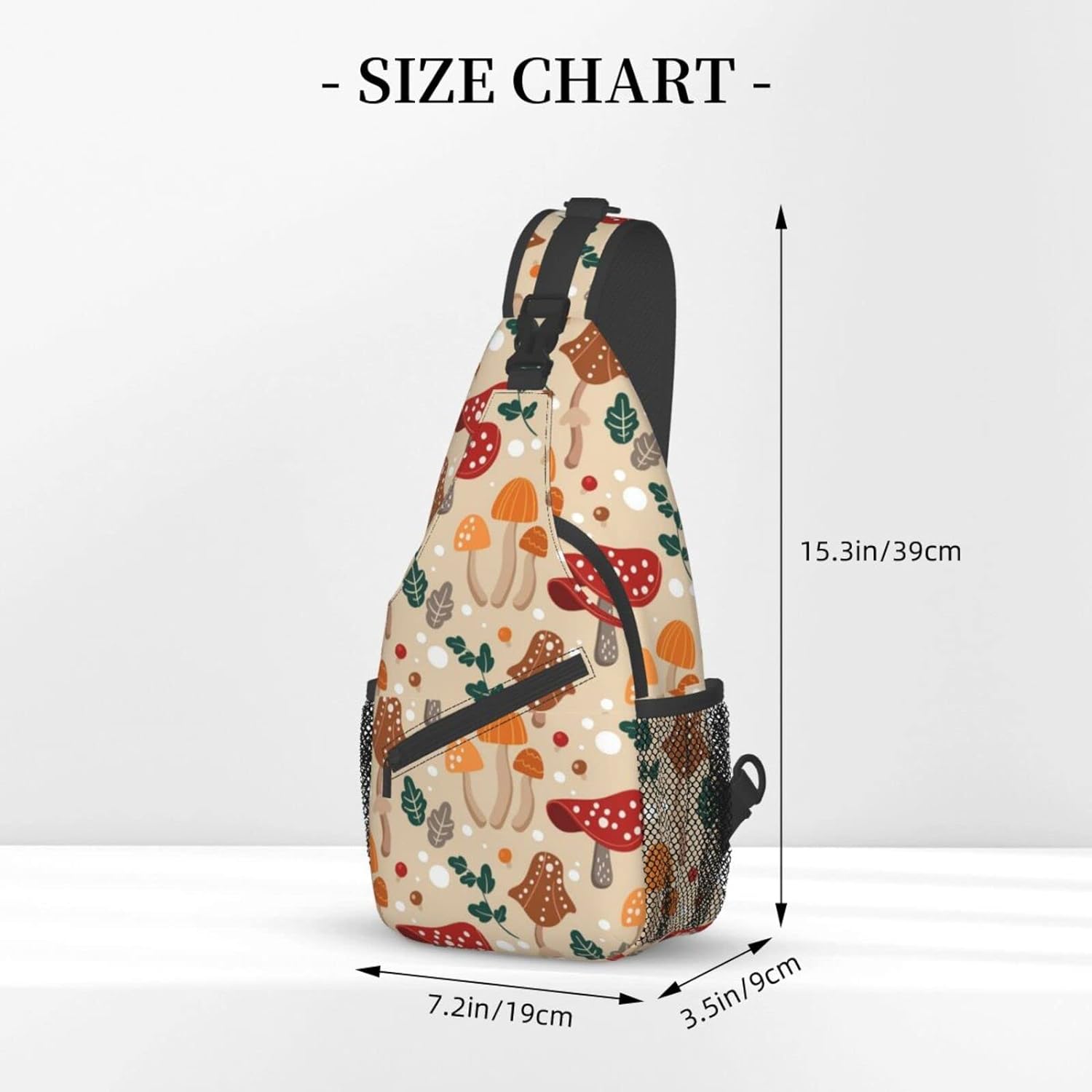 Cute Mushroom Sling Bag Crossbody Hiking Travel Chest Bags Backpack Shoulder Daypack for Women Men