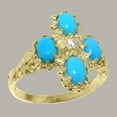thumbnail image 2 of LBG British Made 9k Yellow Gold Cubic Zirconia & Turquoise Womens Statement Ring - 33 size options - Size 11, 2 of 6