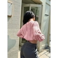 thumbnail image 4 of Casual Women Long Sleeve Sweater Fall Ribbed Knit Pullover Loose Crewneck Cable Sweater Jumper Tops Light Pink L, 4 of 5