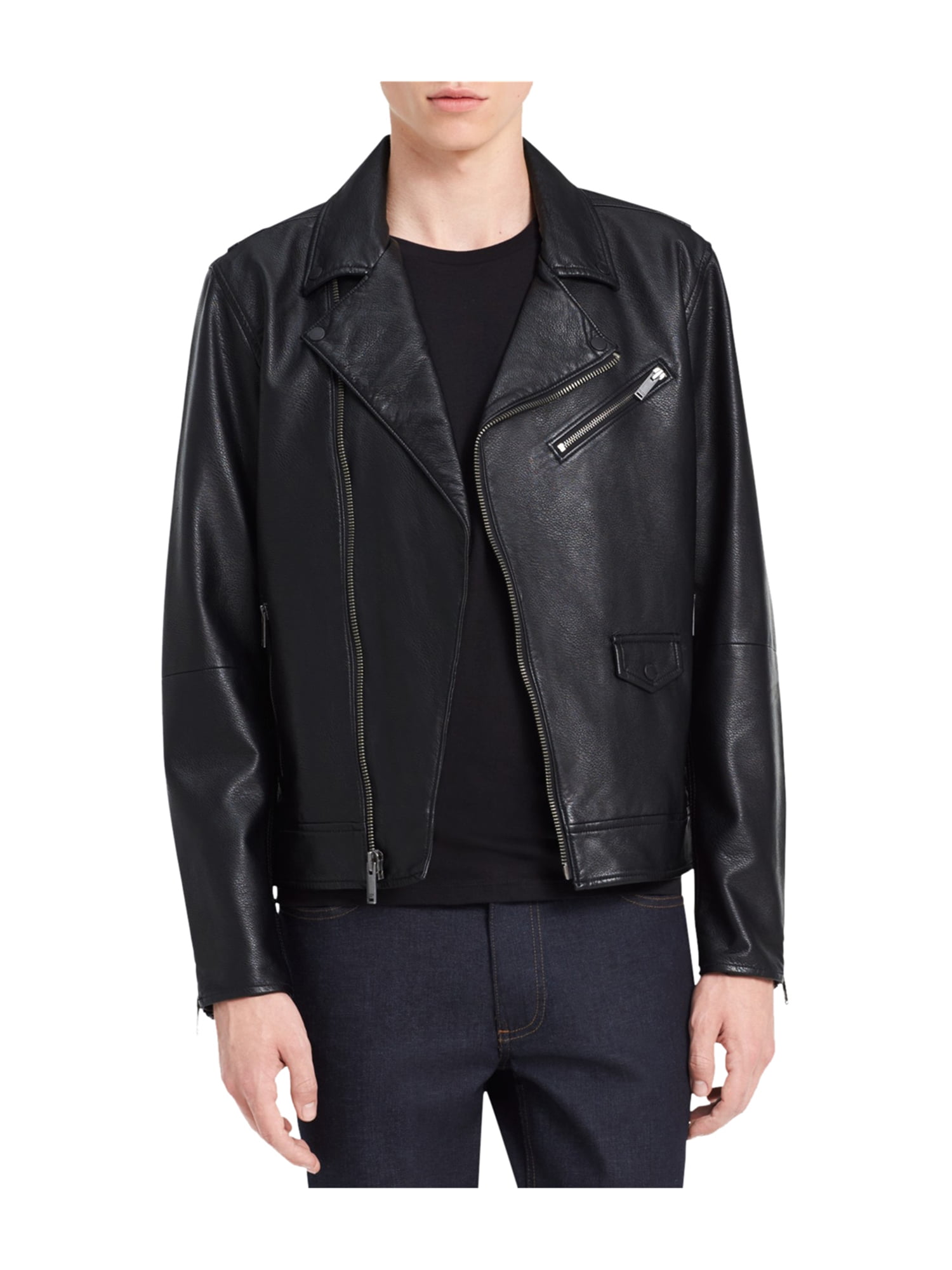 Calvin Klein Mens Faux Leather Motorcycle Jacket - Walmart.com ...