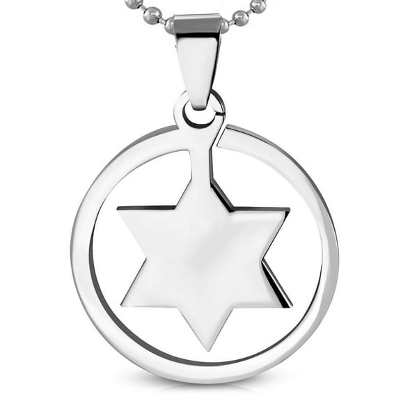 Stainless Steel Silver-Tone Large Statement Jewish Star of David Mens Pendant Necklace, 24"
