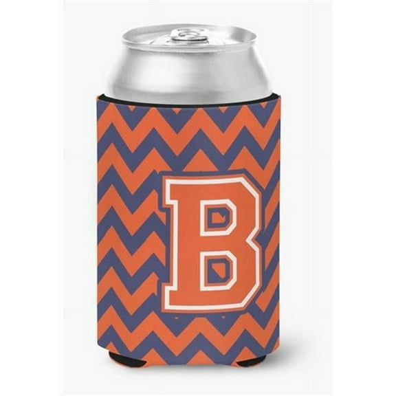 Letter B Chevron Orange & Blue Can or Bottle Hugger, 0.25 x 4 x 5.5 in.