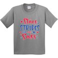 thumbnail image 3 of Inktastic 4th of July Stars Stripes and Sass Blue and Red Stars Youth T-Shirt, 3 of 5