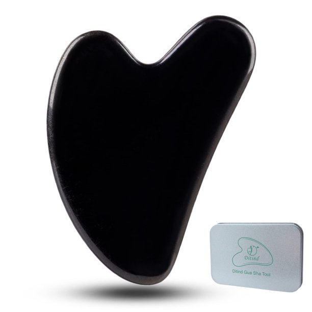 Herramientas faciales Ditind Gua Sha Herramienta de masaje Gua Sha de obsidiana negra Herramienta Guasha de jade natural para masaje de piel facial y corporal. Juego Gua Sha para tratamiento de puntos