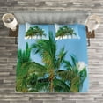 thumbnail image 3 of Ambesonne Tropical Quilted Bedspread Set 3 Pcs, Exotic Idyllic Nature, Queen Size, Green, 3 of 3