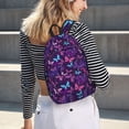 thumbnail image 3 of Japuie Bright Purple Butterflies Durable Canvas Laptop Backpack - Water-Resistant, Adjustable Shoulder Strap, Large Capacity for 15-17in Laptops, Stylish & Lightweight for School, Work & Travel, 3 of 5