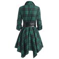 thumbnail image 3 of Womens Plaids Shirt Mini Dress Long Sleeve Turndown Collar Button Down Dress Casual Irregular Hem Dress With Belt, 3 of 3