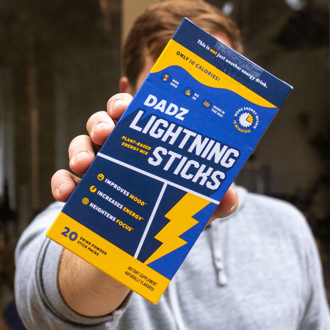 DADZ Lightning Sticks - Nootropics Brain Supplement - All Natural Focus & Energy Drink Mix - Vegan, Plant-Based Energy with only 10 Calories (20 Count)