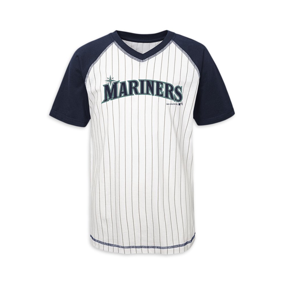 Seattle Mariners Boys 418 Pinstripe Raglin
