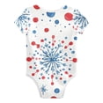 thumbnail image 2 of Snowflakes Red Blue Dots Pure Cotton Bodysuit Short Sleeve Pajamas One-Piece Romper Unisex 3 Months, 2 of 6