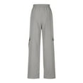 thumbnail image 6 of UAMVSH Wide Leg Cargo Pants for Women Lightweight Fall Outdoor Athletic Pants with Pockets High Waist Hiking Workout Pants(Large,Gray 1), 6 of 7