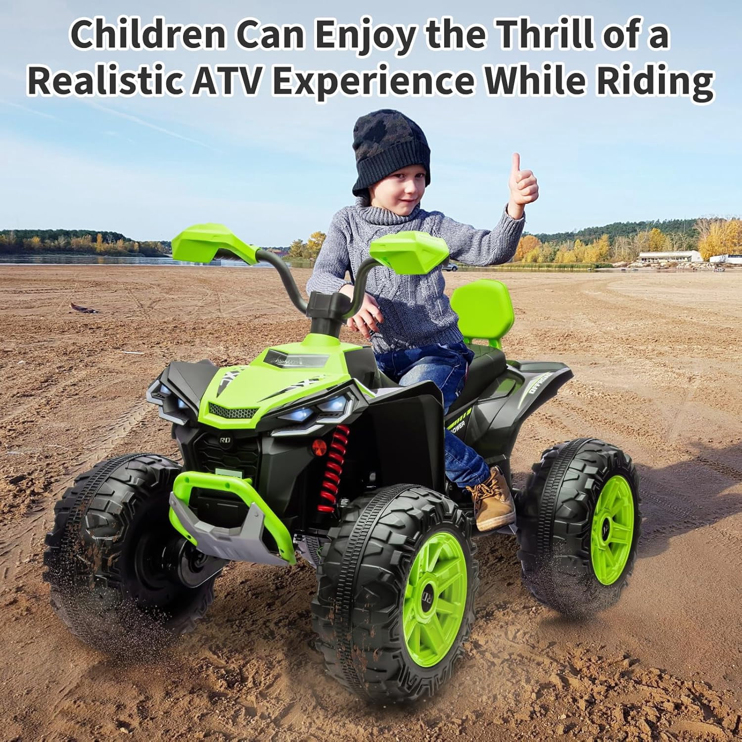 Trilenars 24v 2 Seater Ride on ATV Car in Green for Off-Road,Green