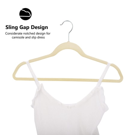 ACSTEP VELVET HANGERS 60 PACK, NON-SLIP FELT CLOTHES HANGERS, WITH 360 ROTATING HOOK – BEIGE