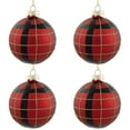 thumbnail image 2 of Northlight 4ct Red, Black and Gold Plaid Glass Ball Christmas Ornaments 3.25", 2 of 9