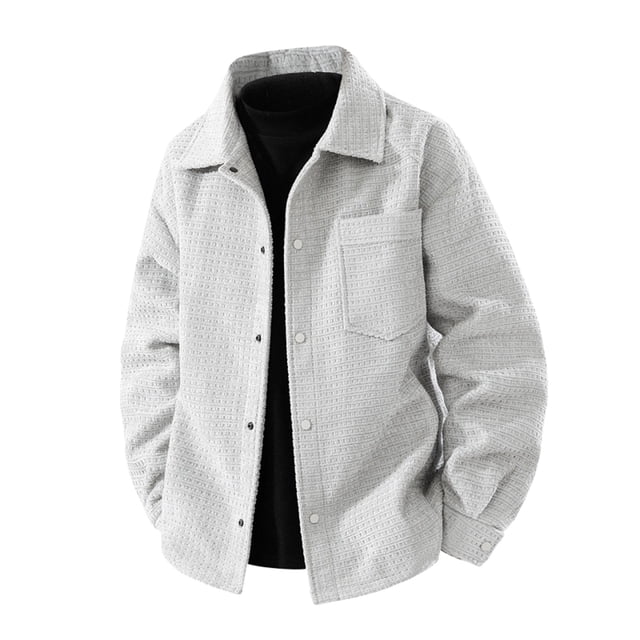 Dagegui Vestes de Randonnée pour Hommes à Manches Longues Col Rabattu Manteaux de Sport Automne Hiver avec Poches Blanc TTTTG