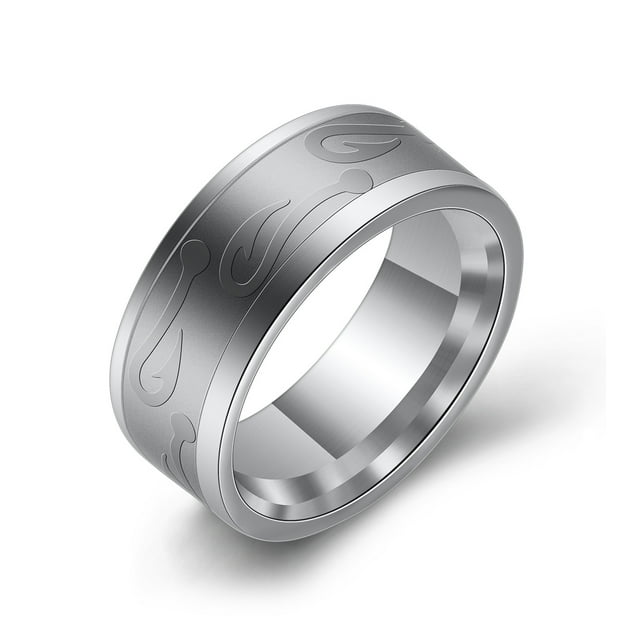 Anillo de acero inoxidable Qarigey 8mm Unisex con patrón de anzuelo