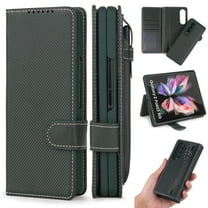 Allytech for Samsung Galaxy Z Fold 3 5G Case with S-Pen Pocket,Detachable 2 in 1 Magnetic Wallet Kickstand Bracket Premium PU Leather Card Slots Stylus Pen Holder Protective Folio Case,Twill Cyanblack