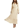 thumbnail image 5 of Biekopu Women Long Dress, Long Sleeve Dress V-neck Jacquard Loose Swing Dress Casual Dress for Daily, 5 of 9
