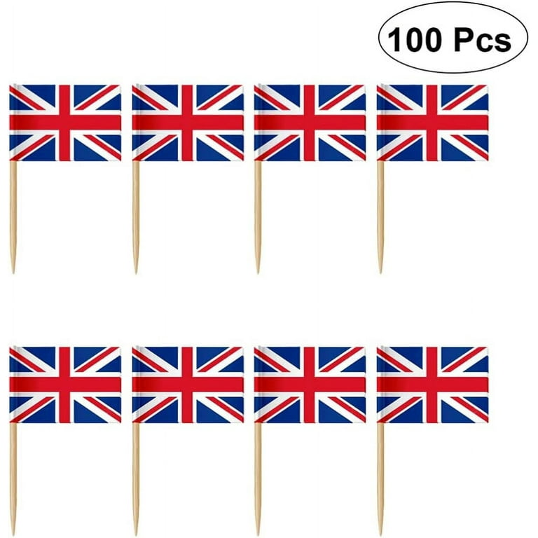 Cupcake Decorating 100 PCS Toothpicks with UK Flag, Wooden Cocktail Picks  Mini Stick Flag Dekoration, Cheese Markers Food Labels, Cupcake Topper for