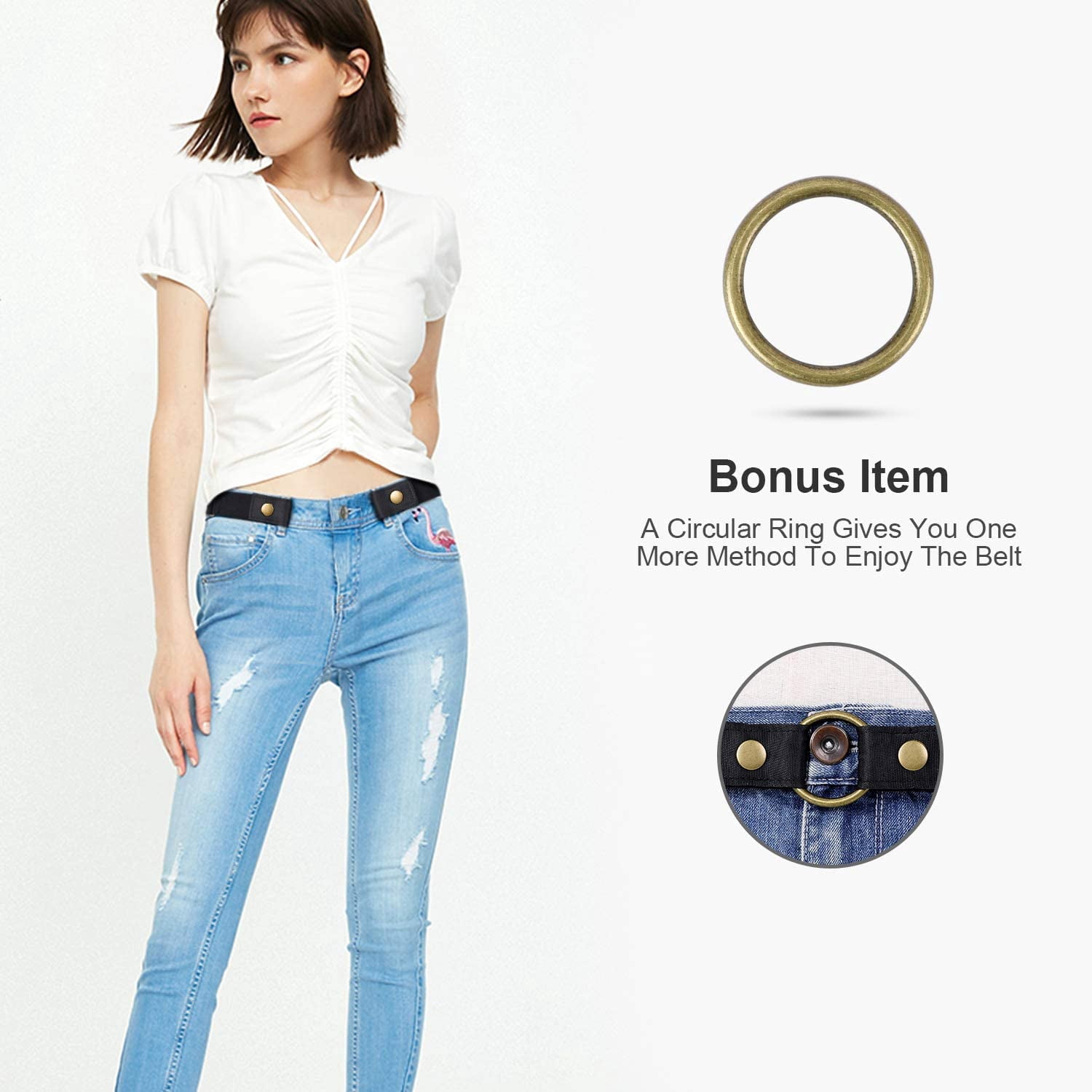 3979 No Buckle Stretch Belt For Women- Bulge, Hassle, Comfortable 4 Piece Women Elastic Stretch Belt Invisible No Show Waist  main image 3