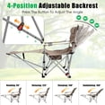 thumbnail image 6 of JelyHT 4‑Position Reclining Folding Camping Chair Portable Heavy‑Duty Chair with Detachable Footrest Headrest Cup Holder & Side Pocket for Camping Beach Patio Khaki, 6 of 9