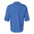 thumbnail image 4 of Cotton Linen Tops for Men Roll-up Long Sleeve Plain Pullover Tee Shirts Chest Pocket Buttons Henley T-shirts (M, Blue), 4 of 4