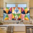 thumbnail image 2 of Yayeee Kitchen Curtains Tier Set of 2 Light Filtering 57"x24" Over Sink Window Panels, Minimalist Triangles, 2 of 7