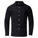 thumbnail image 3 of Camisas Y Playeras Camisa casual con botones para hombre Camisa de cambray de lino de manga larga (Black, L), 3 of 4