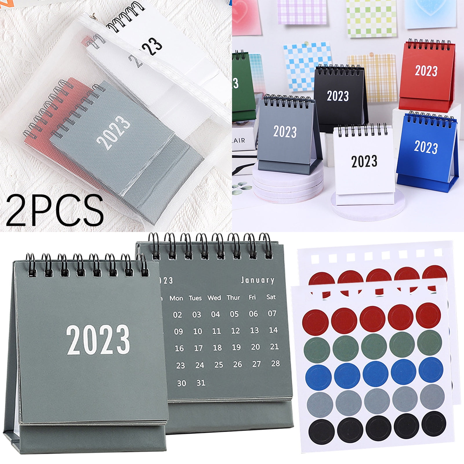 Mishuowoti 2PCS Mini Cute Small Desk Calendar August 2022 To December 